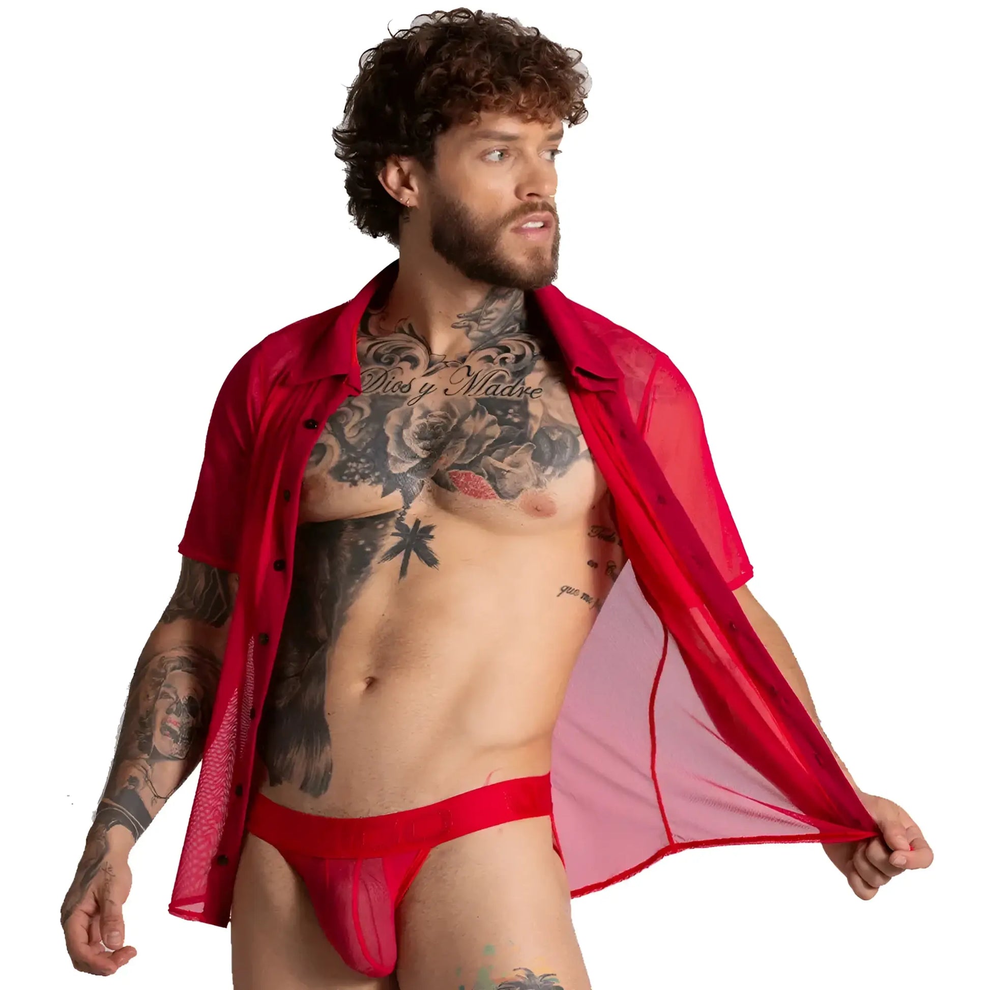 Red sheer mesh menâ€™s briefs from gigo bahia red shirt collection showcasing breathable lightweight material