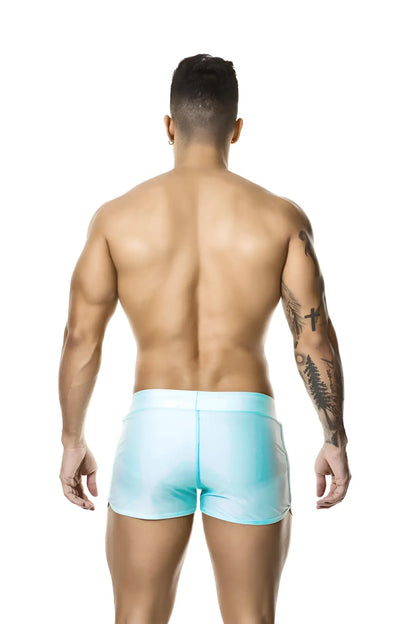Light blue gigo basic blue shorts swimwear s03129 size m with smooth shiny fabric and fitted cut