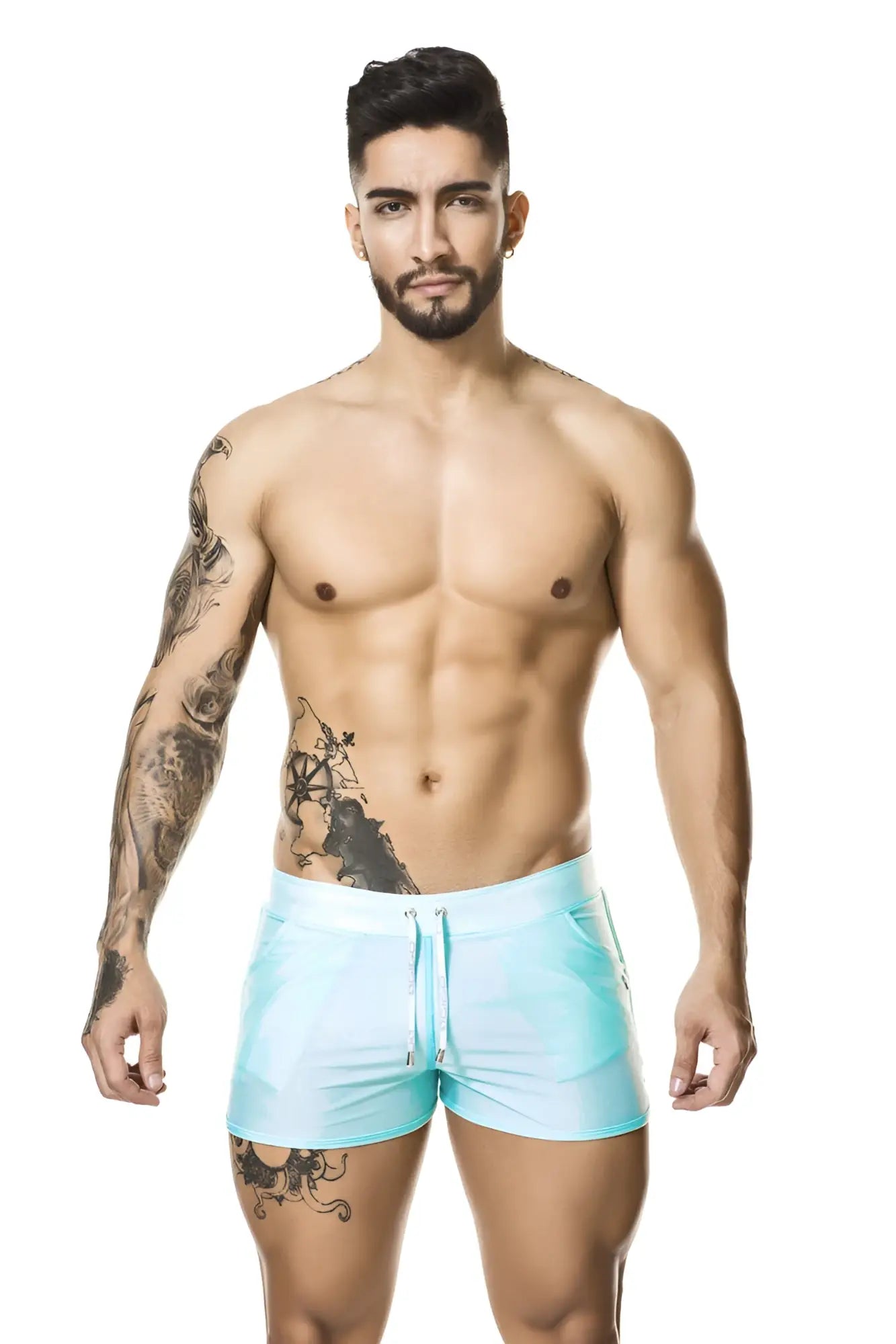 Light blue sleek swim trunks with a drawstring waistband from Gigo BASIC BLUE shorts swimwear size M