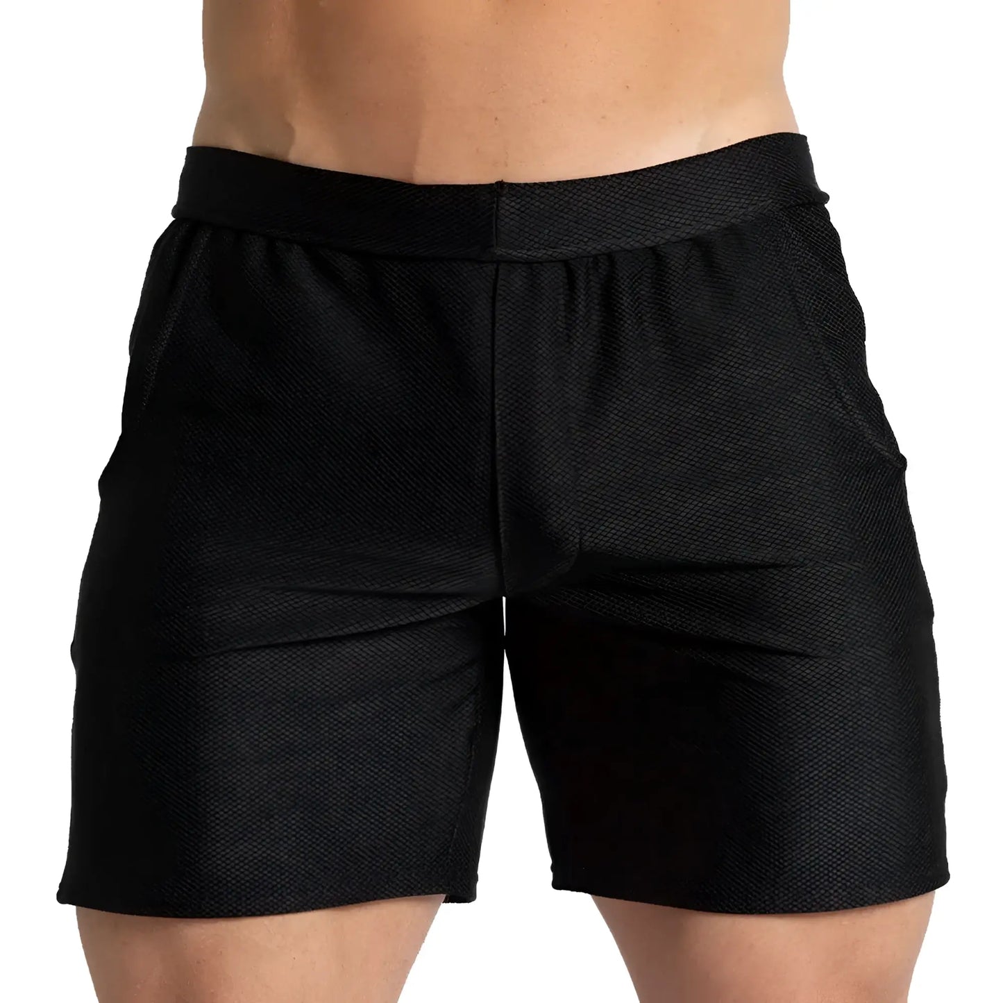 Gigo belucci black short textured shorts with a snug elastic waistband for comfortable wear