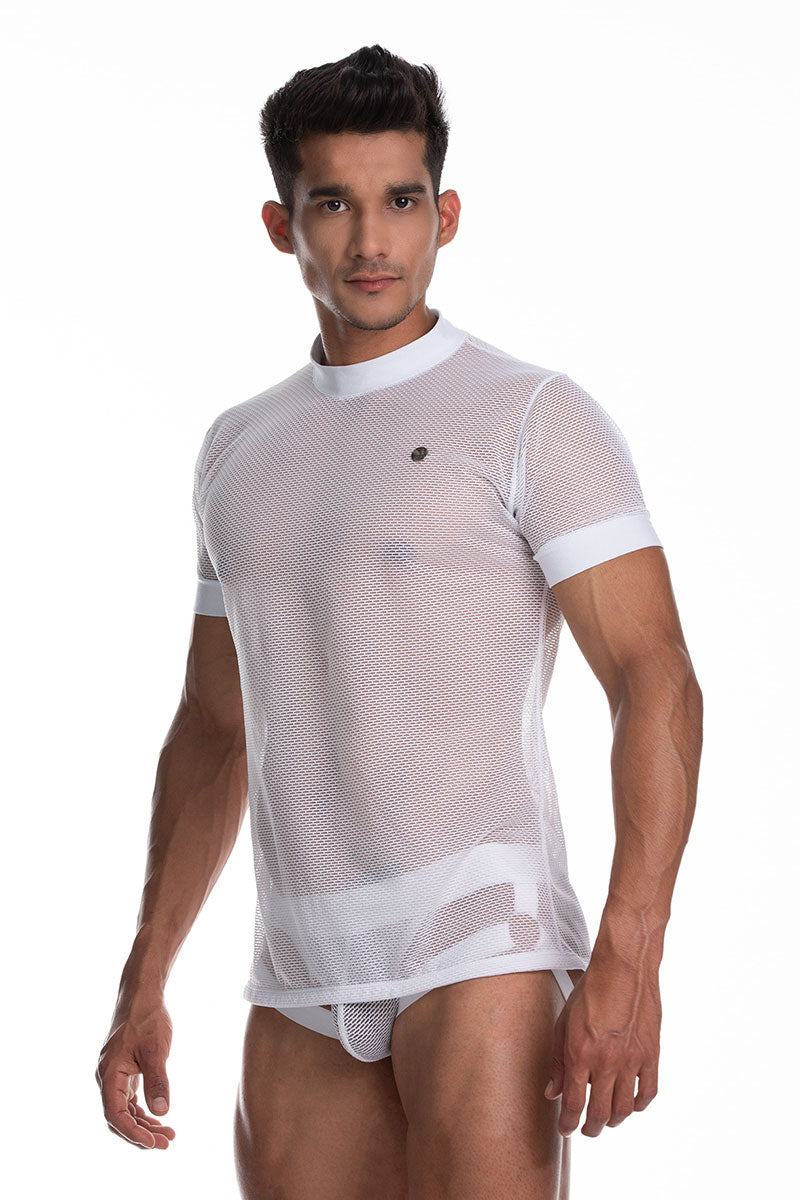 T-shirt à manches courtes en maille Gigo SECRECY WHITE C25239 Taille S/M