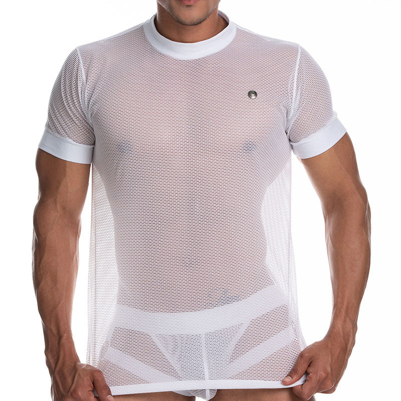 T-shirt à manches courtes en maille Gigo SECRECY WHITE C25239 Taille S/M