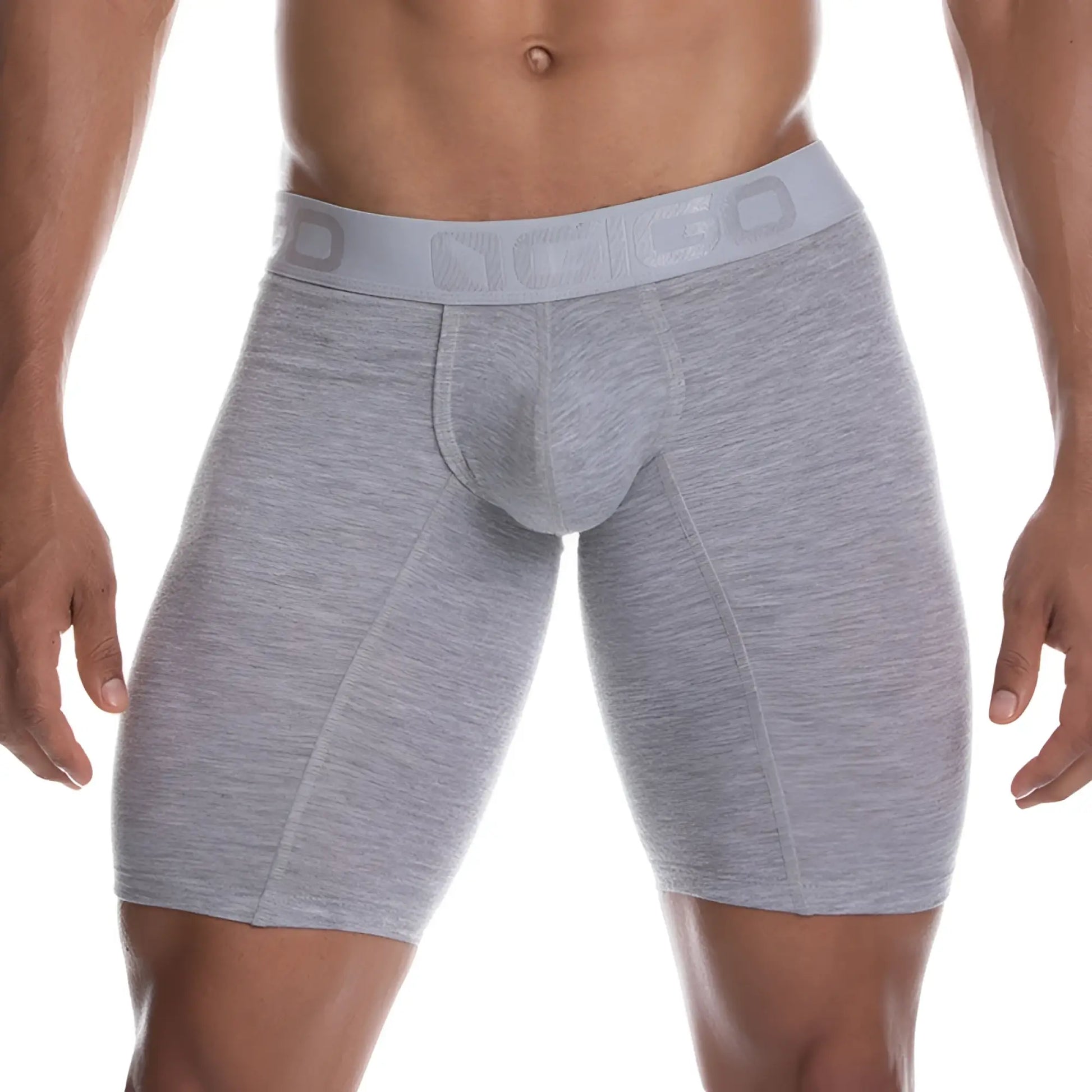 Gray heathered gigo cautious grey long boxer underwear with matching elastic waistband size L for men