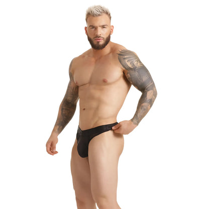 Black form-fitting gigo clandestine brief gstring with sleek minimalist design ideal for everyday comfort