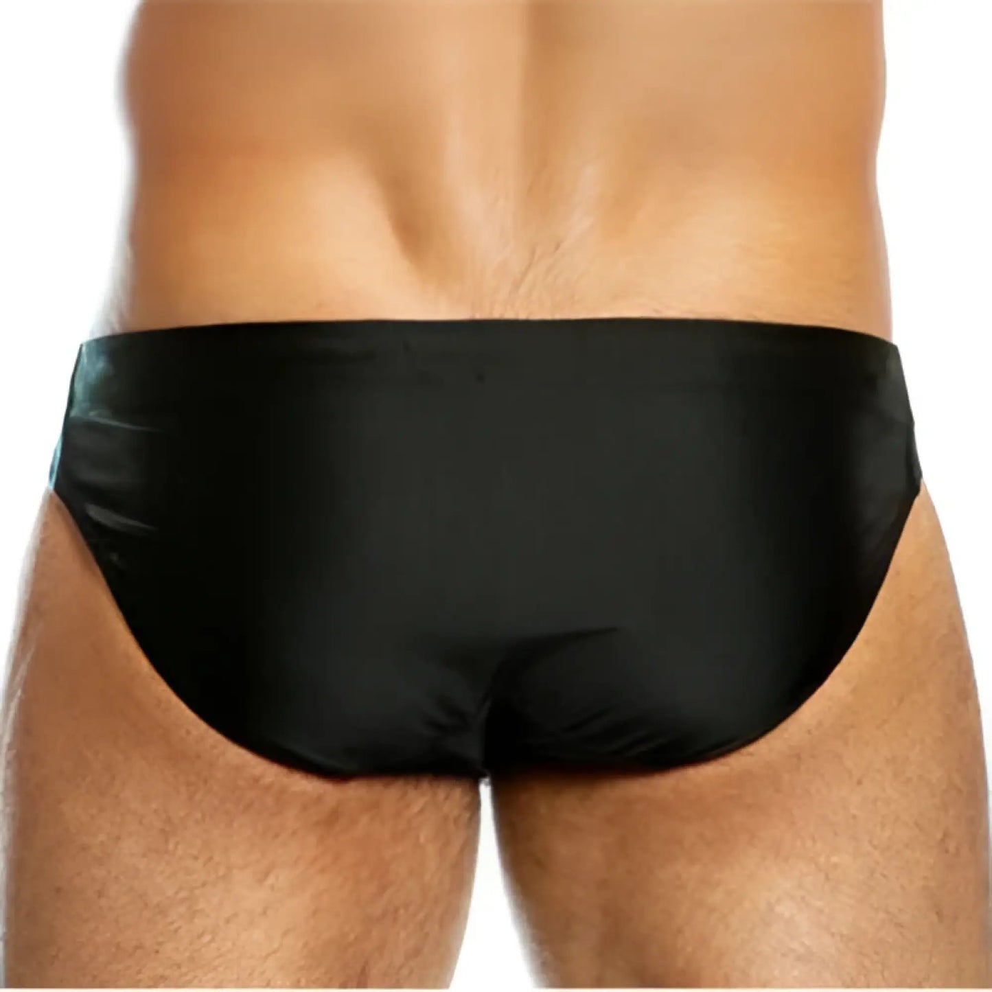 Black satin bikini swimwear trunks gigo classic black bs17 size xl shown from the front side