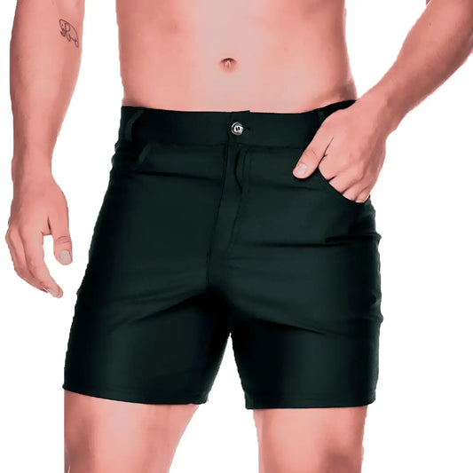 Black gigo classic forever shorts with sleek modern design and silver button closure perfect for casual wear