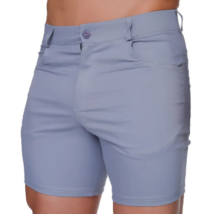 Light blue chino shorts with button closure and belt loops from gigo classic forever gray short collection