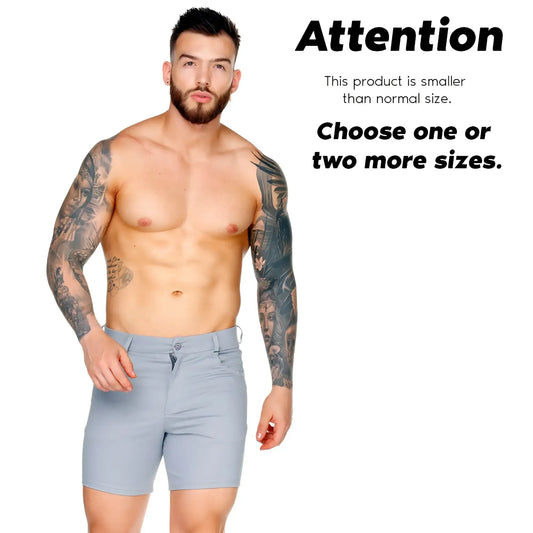Light blue menâ€™s gigo classic forever gray shorts with button closure and belt loops for casual wear