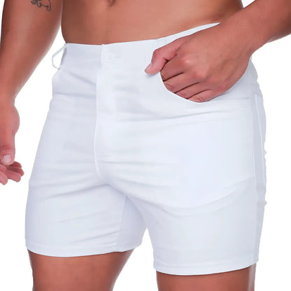 White cotton shorts with a clean minimalist design and side pockets from Gigo Classic Forever White Short