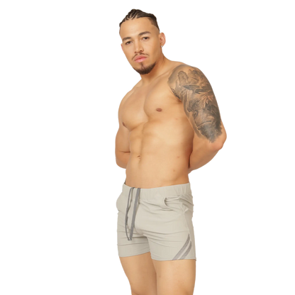 Gigo club gray short light gray athletic shorts with drawstring waistband and subtle diagonal side stripes
