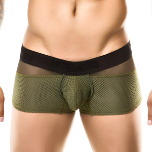 Olive green mesh briefs with black elastic waistband from gigo combo green boxer underwear g02177 size s front view
