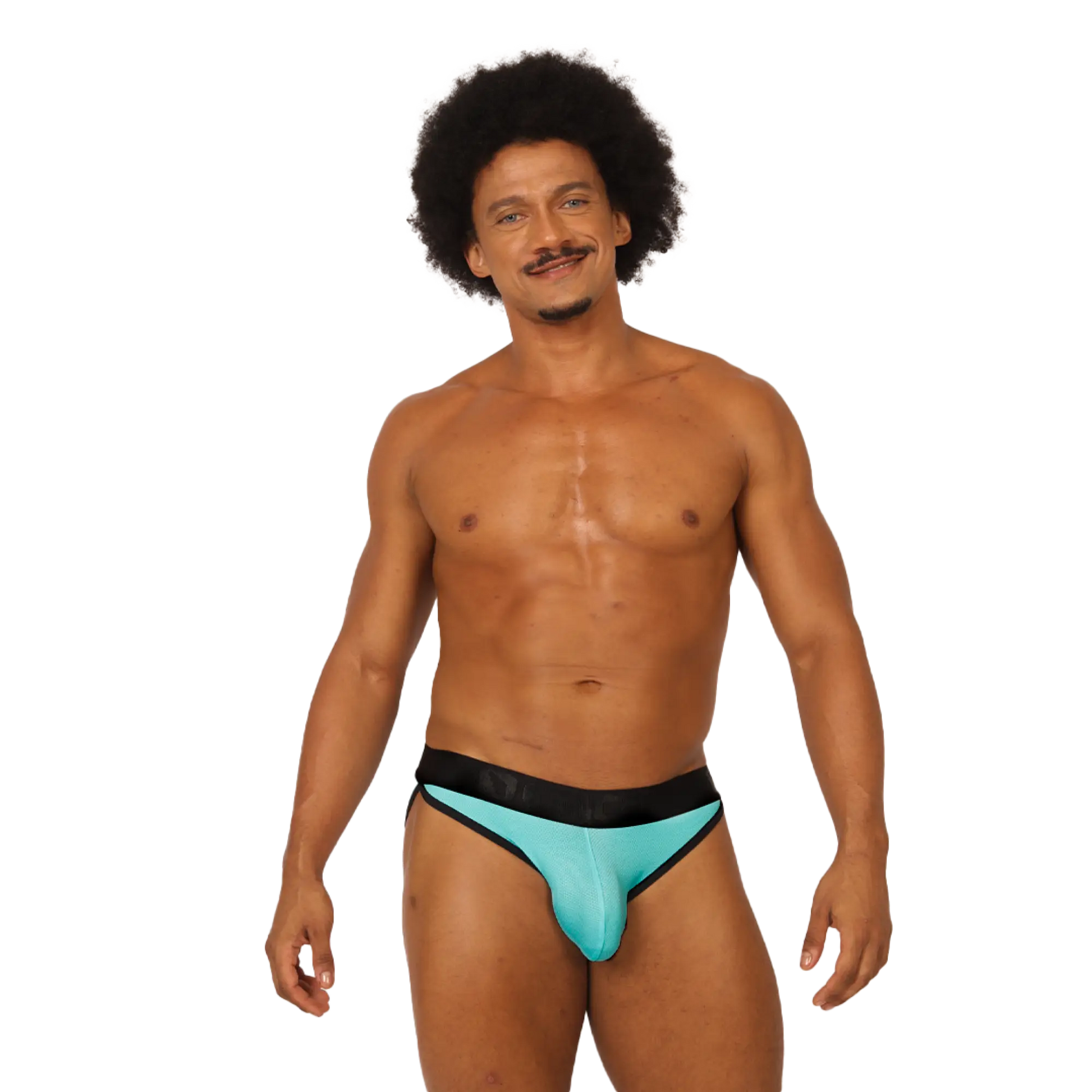 Gigo Cool Blue Brief athletic brief in turquoise and black with sleek form-fitting design for active use