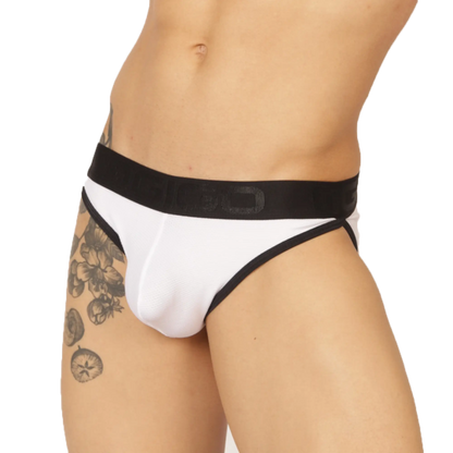 White and black gigo cool brief with sleek form-fitting design for comfortable everyday wear
