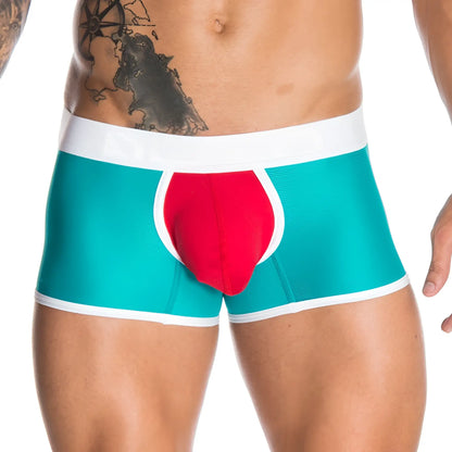 Teal and red gigo custok blue short boxer underwear with white trim in size l made of breathable fabric