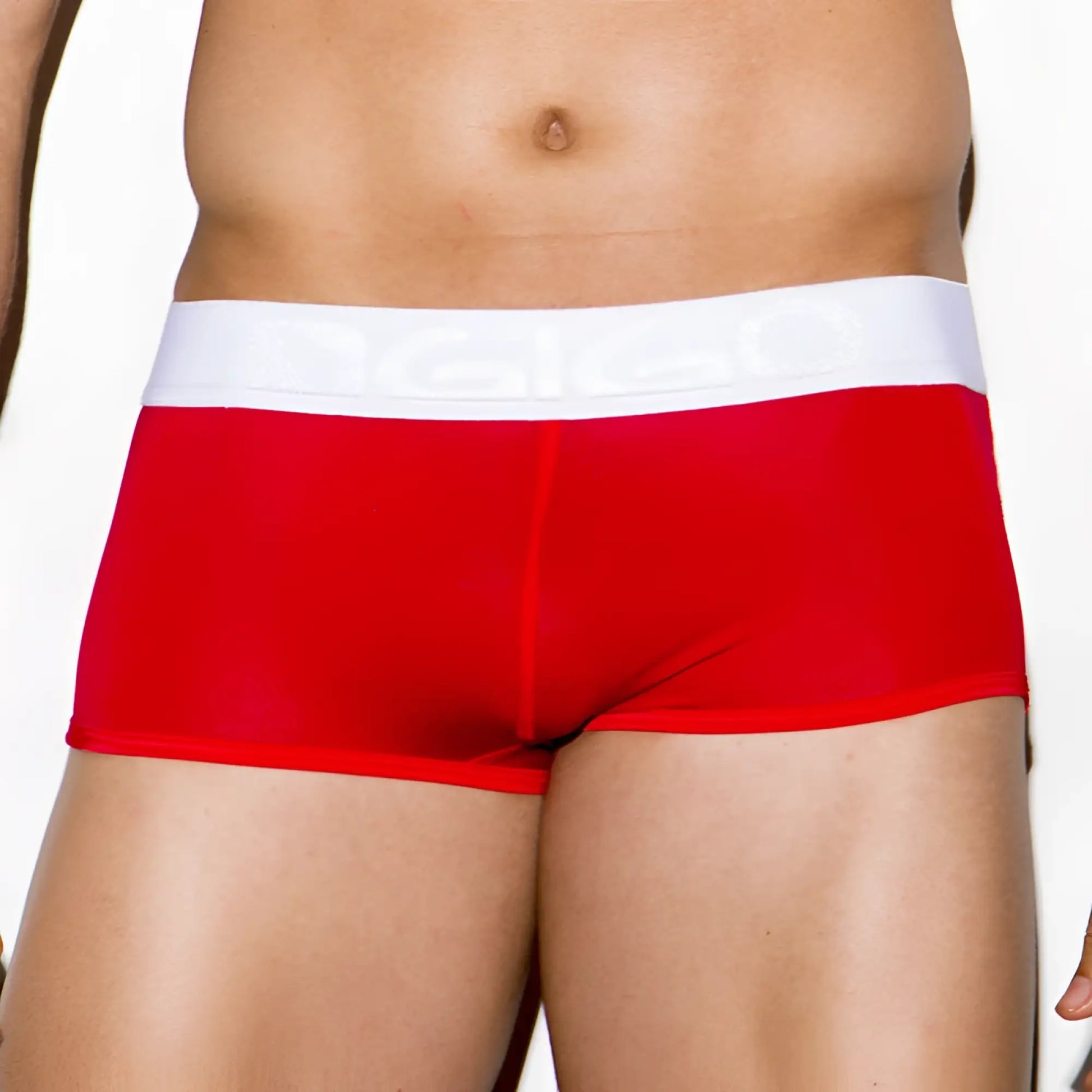 Red briefs with white elastic waistband embossed with gio logo gigo energy red short boxer underwear size m