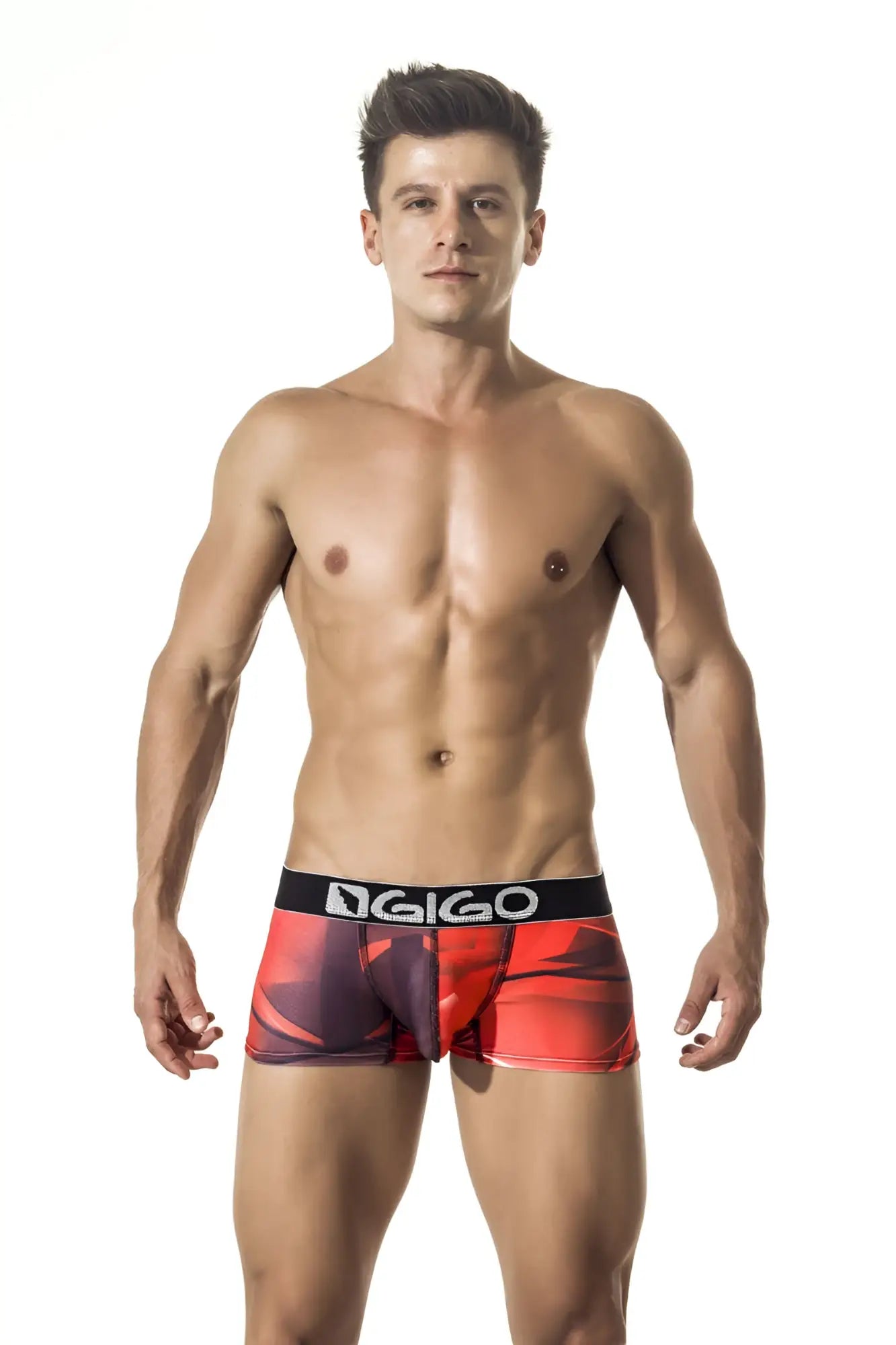 Red and black patterned gigo fast short boxer underwear size l with sleek modern design and comfortable fit