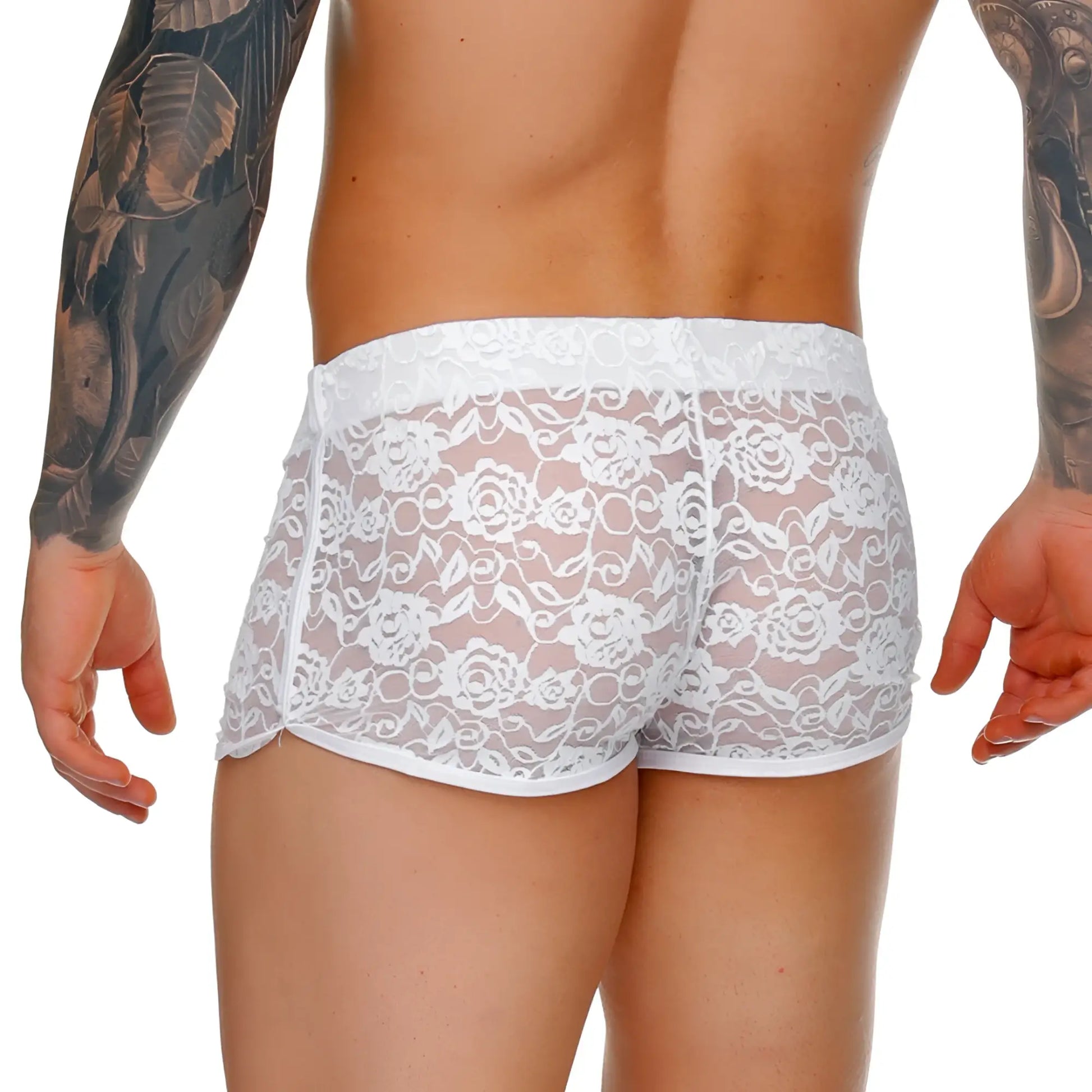 Gigo female white hotshort lace shorts with floral pattern and sheer fabric for stylish summer wear