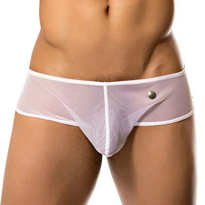 Gigo FIRE WHITE boxer underwear size L in light purple mesh with white trim and silver button closure