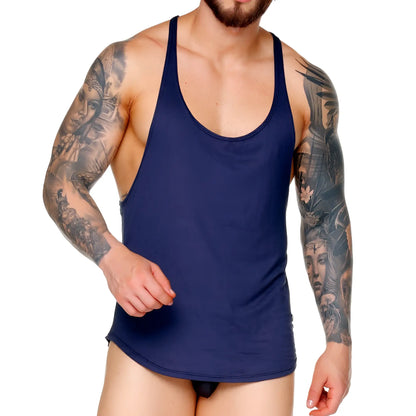 Navy blue sleeveless tank top gigo forever with rounded neckline and straight hem for casual wear