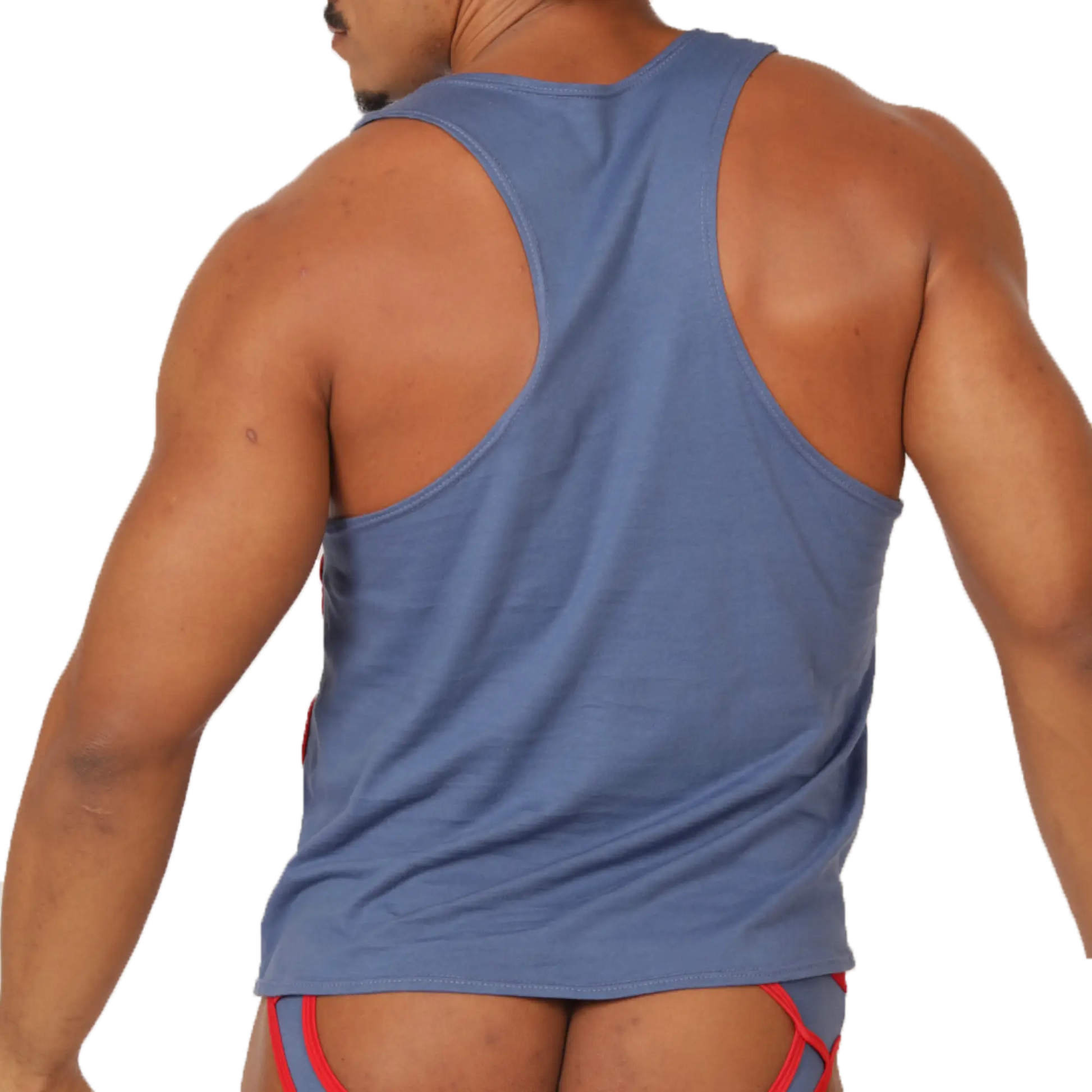 Gigo Garoto blue sleeveless tank top with red trim along the sides perfect for casual wear