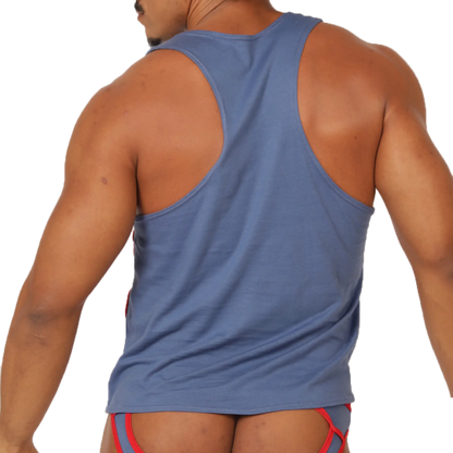 Gigo Garoto blue sleeveless tank top with red trim along the sides perfect for casual wear