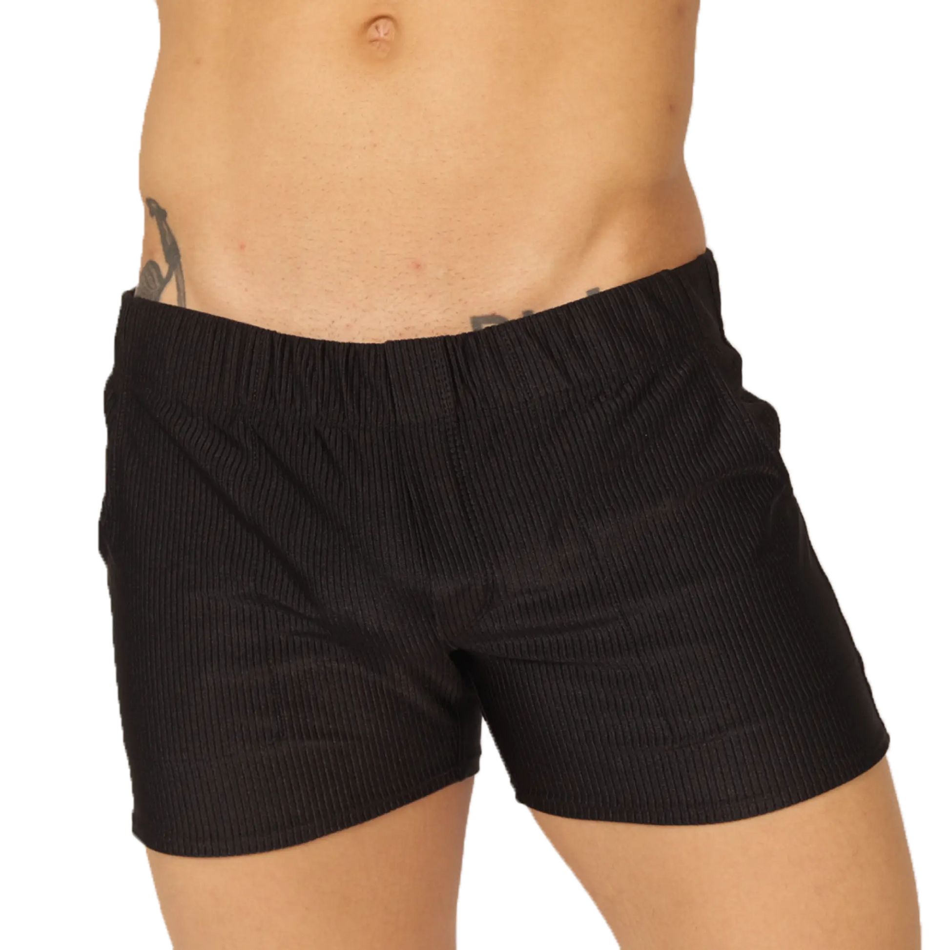 Black corduroy gigo glow short with ribbed texture and elastic waistband perfect for casual wear
