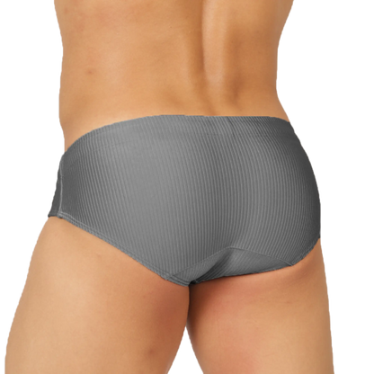 Gigo glow gray swimbrief gray ribbed briefs made of stretch fabric for comfortable swimming and beachwear