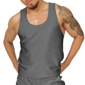 Gigo Glow gray tank ribbed cotton tank top with scoop neckline perfect for casual wear