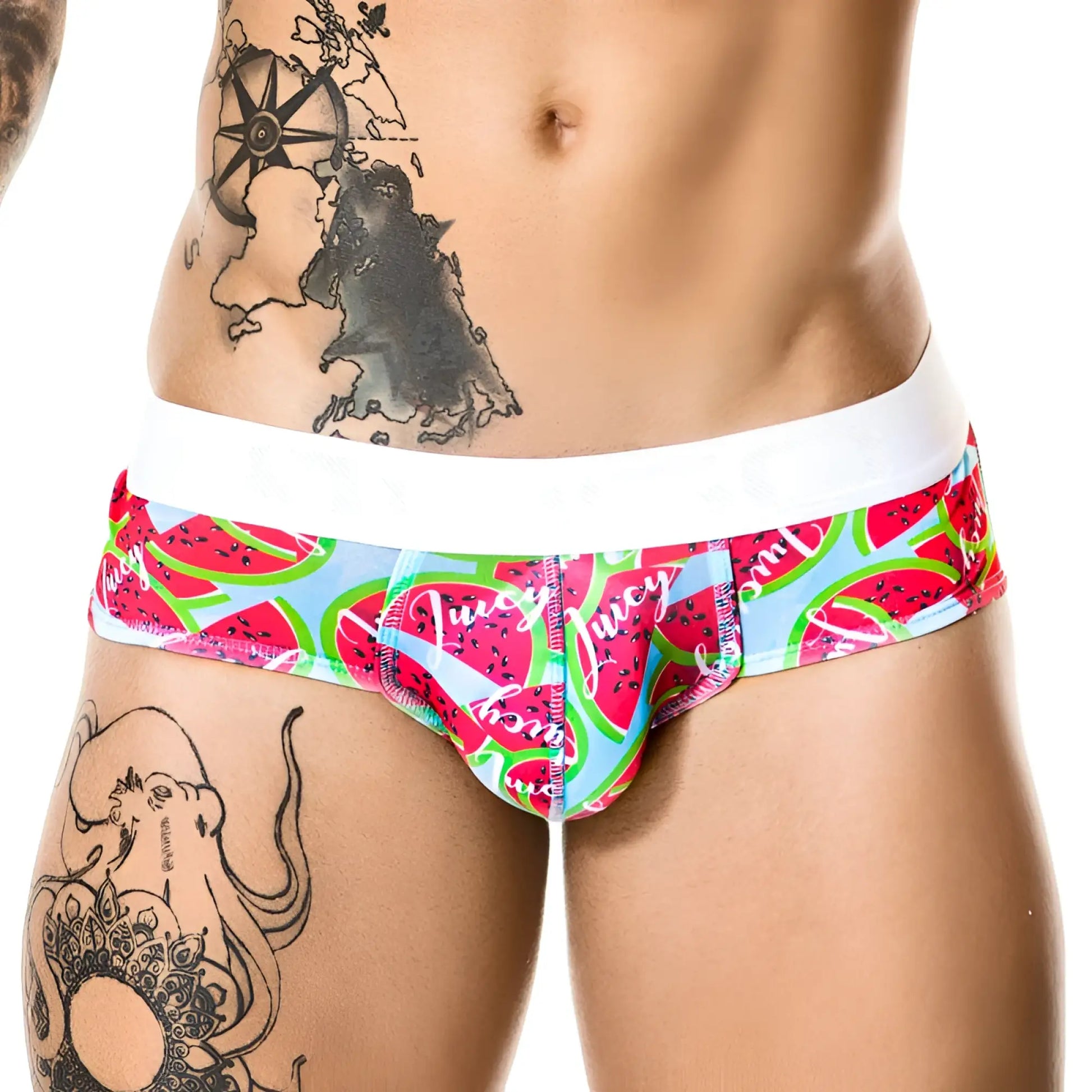 Vibrant watermelon patterned gigo juicy brief underwear size s with white waistband and juicy branding