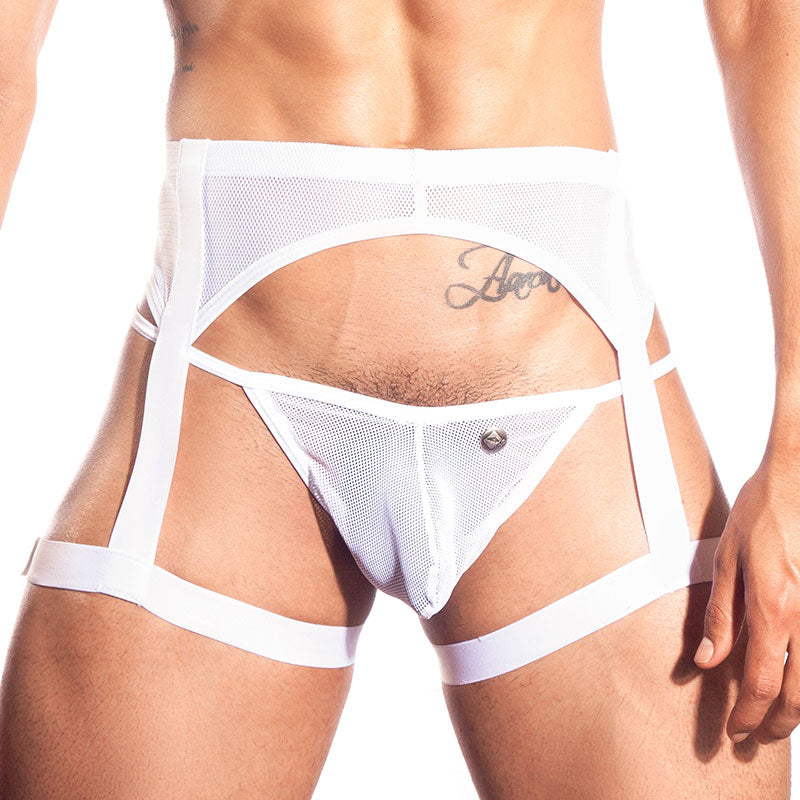 Gigo CANDLE WHITE Strumpfhalter Mesh Jock Strap Unterwäsche L40225 Größe M