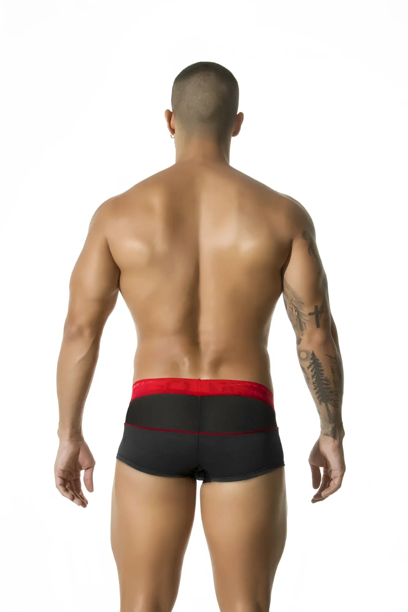 Black briefs with red waistband and trim made of breathable mesh for comfortable daily wear size l gigo short boxer