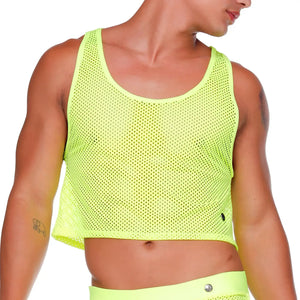 Neon yellow mesh crop top gigo morocco yellow croop top featuring breathable mesh fabric and vibrant color