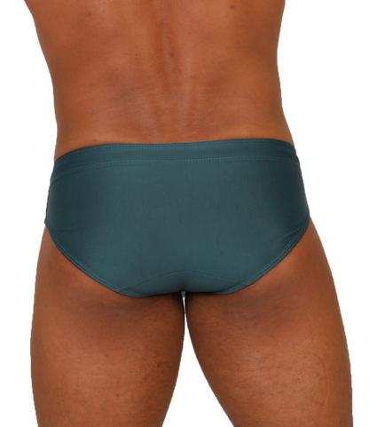 Teal-colored gigo nice green swimbrief brief-style swim trunks with smooth stretchy fabric finish for swimming