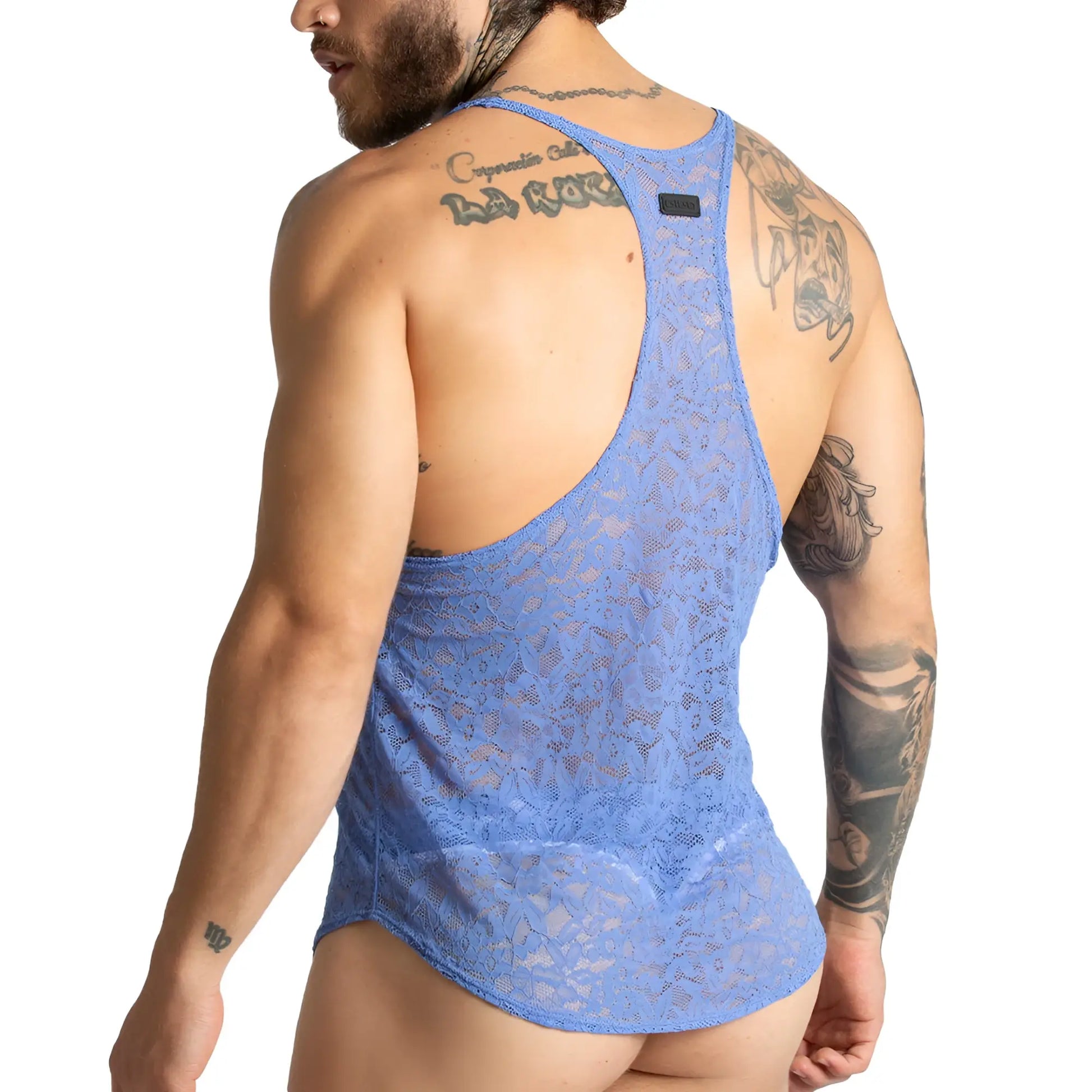 Blue lace tank top gigo paradise blue tank featuring delicate lace detail perfect for casual summer wear