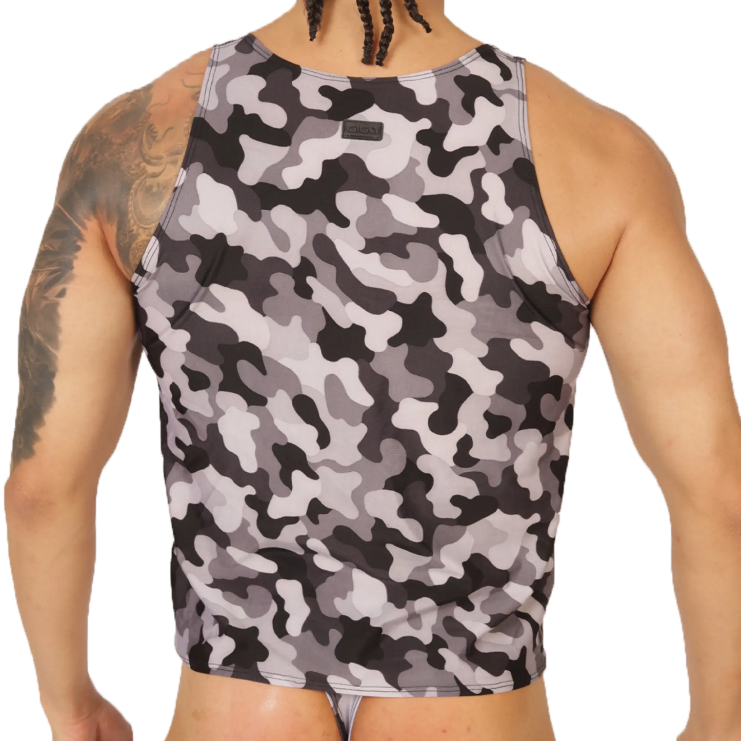 Gigo Rank camouflaged tank top in gray and black with breathable fabric for menâ€™s casual wear