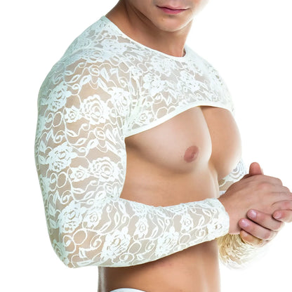 White floral lace arm cover accessory for gigo redemotion beige harness highlighting delicate detailing