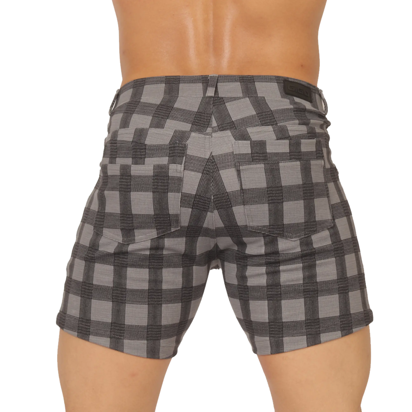 Gigo social gray short tailored fit gray and black plaid shorts perfect for casual wear