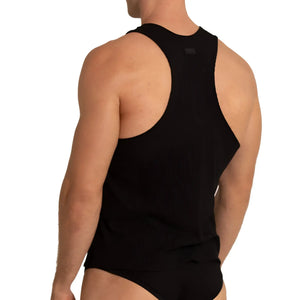Black sleeveless tank top with rounded neckline seamless construction soft fabric by gigo soft black tank