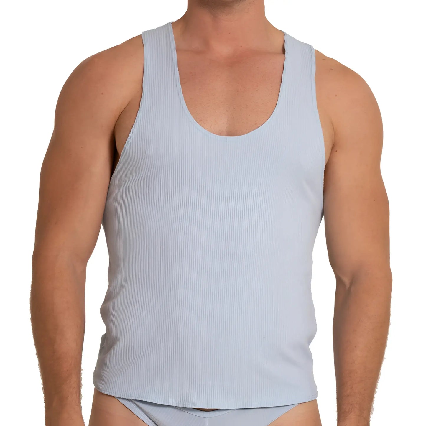 Light blue ribbed cotton tank top from gigo soft blue tank perfect for casual summer wear