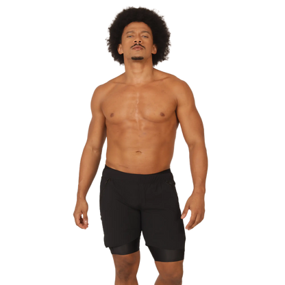 Gigo sporty black shorts with sleek modern design and subtle side pockets for athletic use