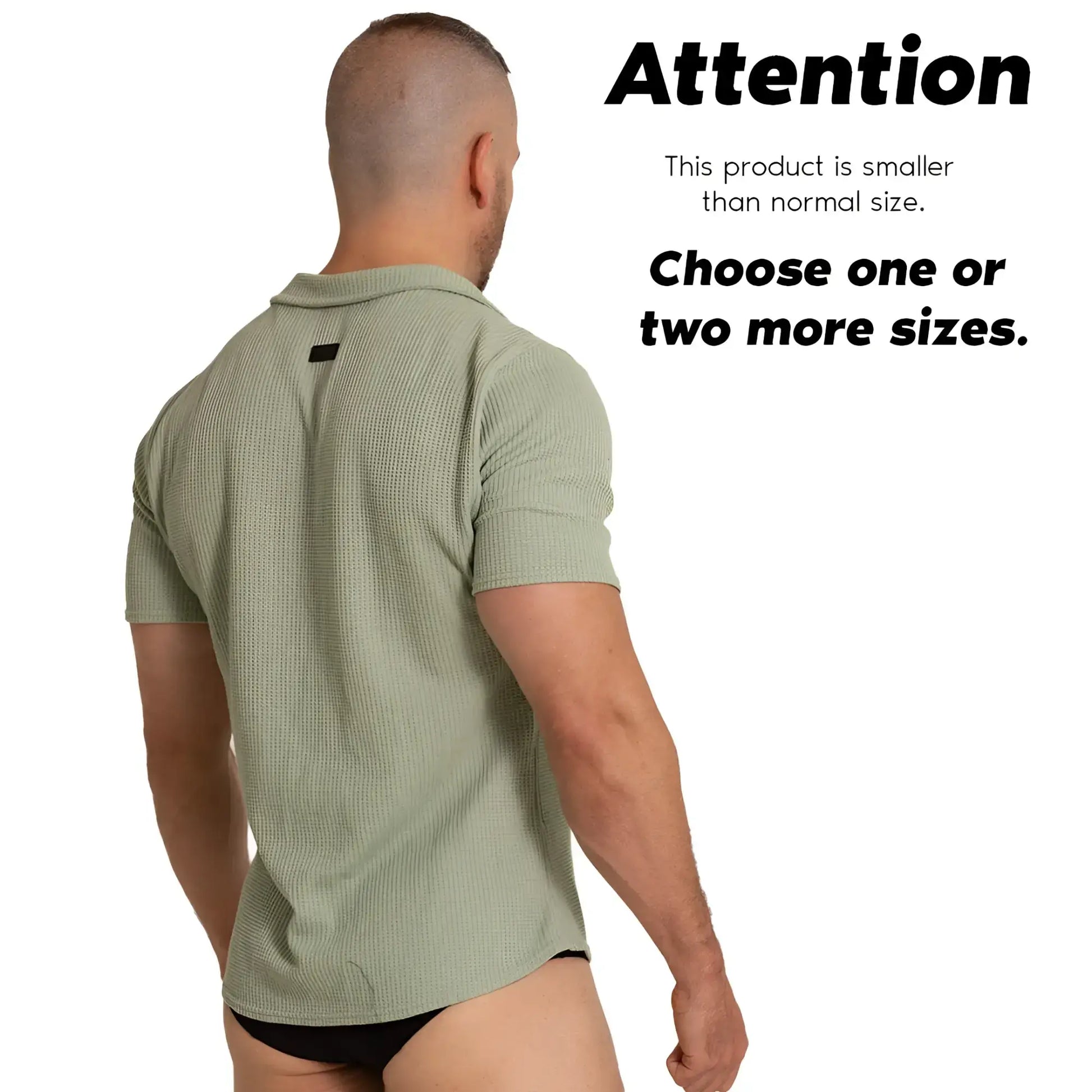 Olive green waffle-knit short-sleeved polo shirt made from breathable tissue fabric for casual wear