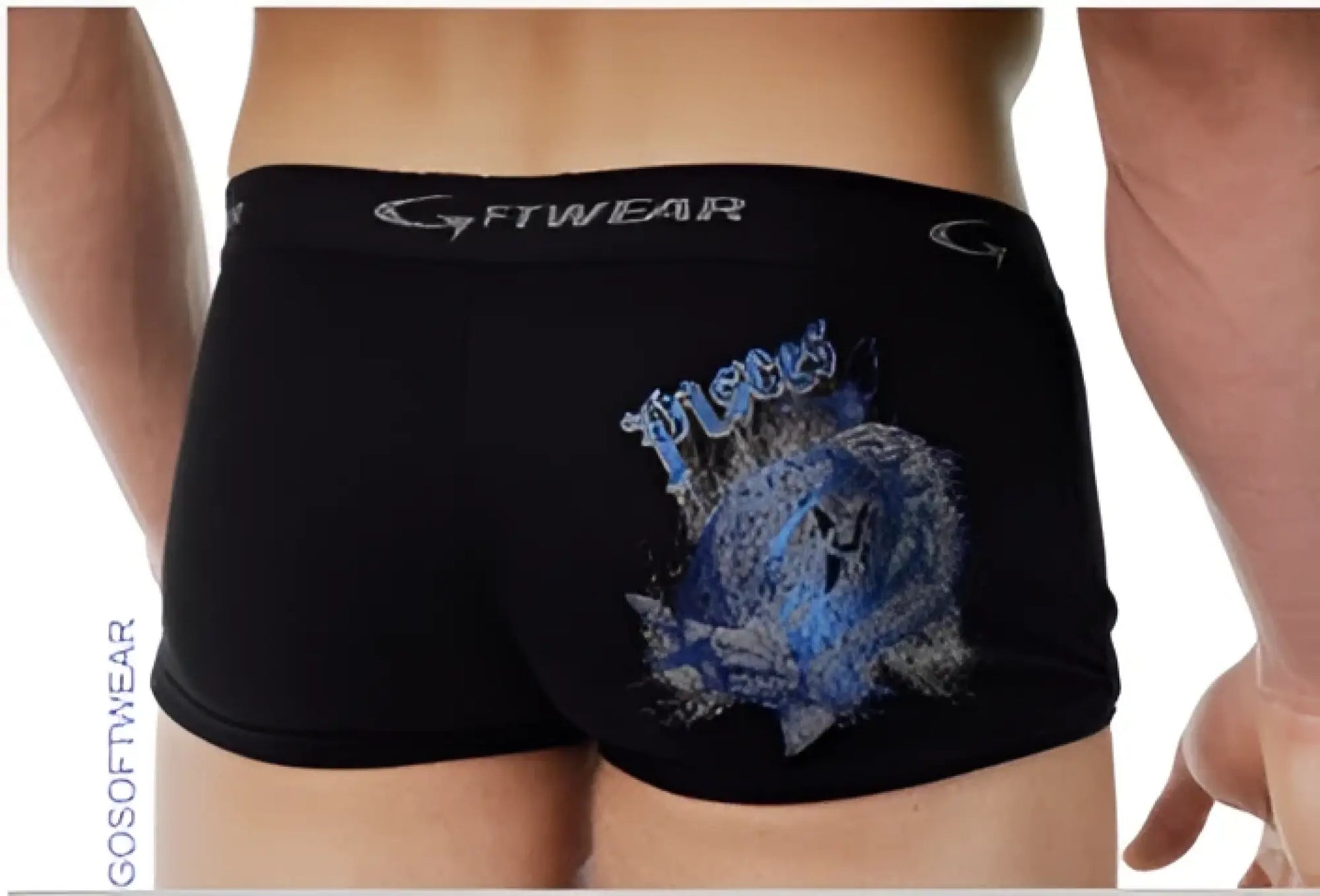 Black mens briefs go softwear astrology retro shorts capricorn black with blue silver tiger graphic fierce and g-fitwear waistband