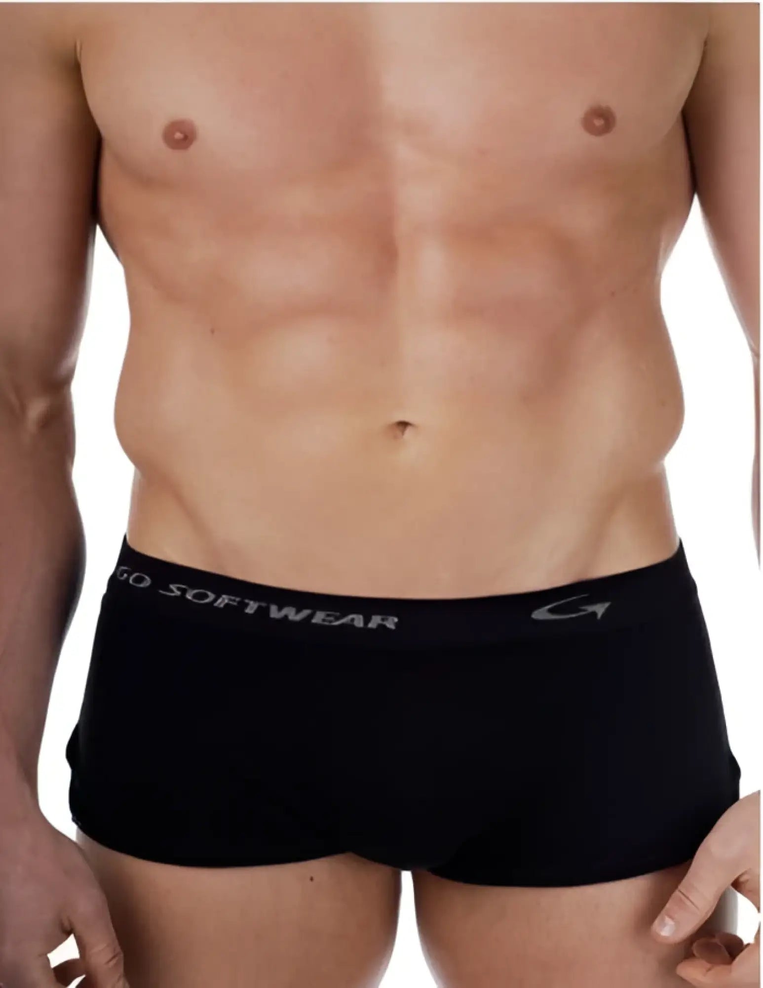 Black mens briefs with gray waistband featuring softwear logo in go softwear astrology retro shorts capricorn black size m