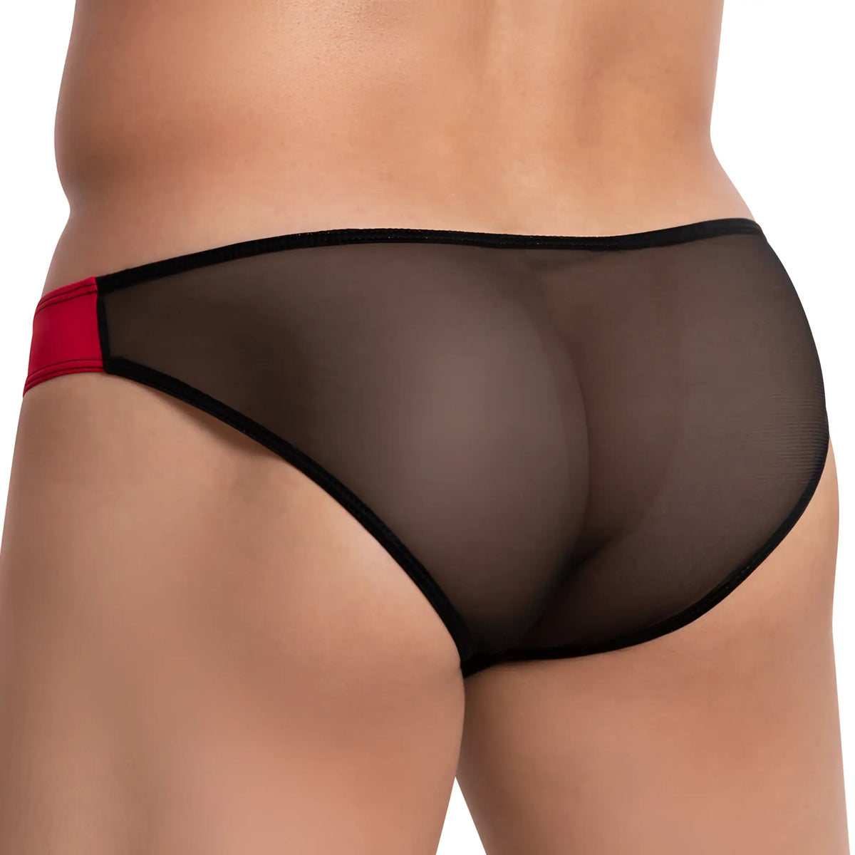 Black mesh briefs good devil gdi025 with red accent panel and black trim for stylish comfortable wear