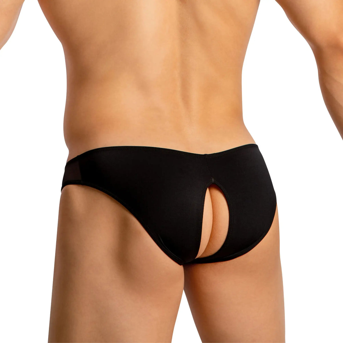 Black good devil gdi041 bikini menâ€™s briefs with a distinctive back cutout in a form-fitting design