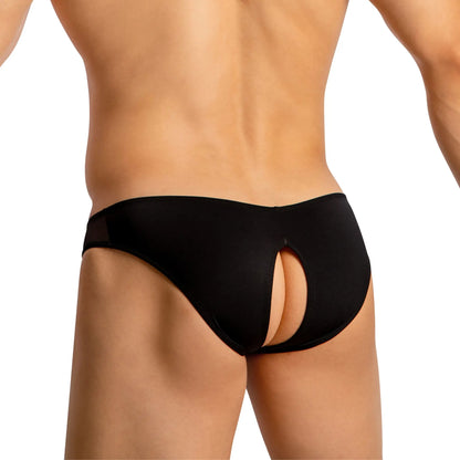Black good devil gdi041 bikini menâ€™s briefs with a distinctive back cutout in a form-fitting design