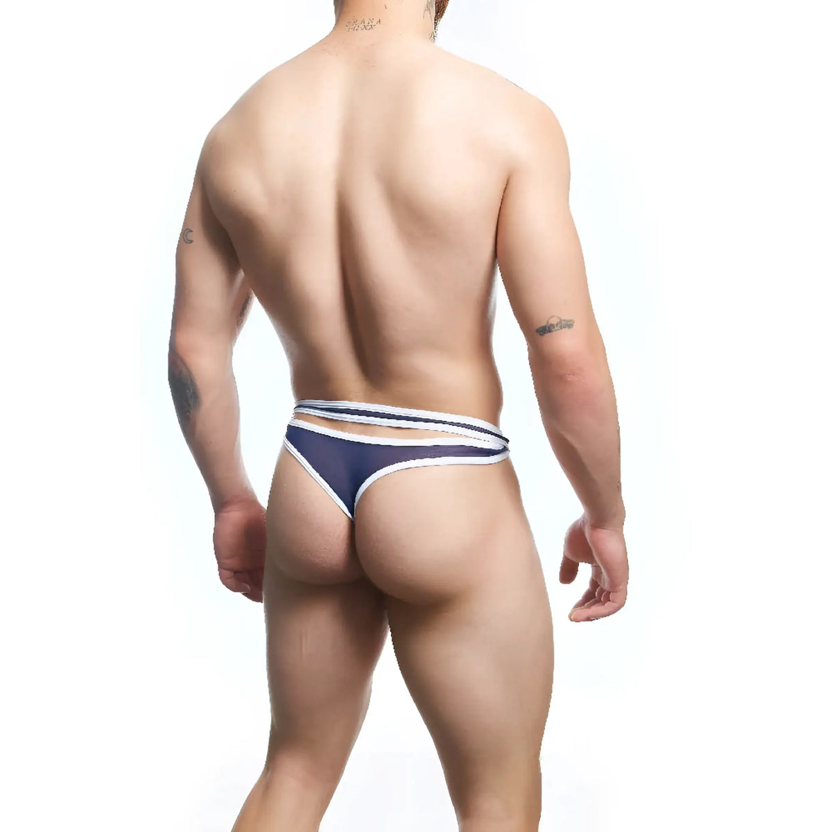 Good Devil GDK072 thong in navy blue with white trim featuring a sleek modern design for comfortable wear