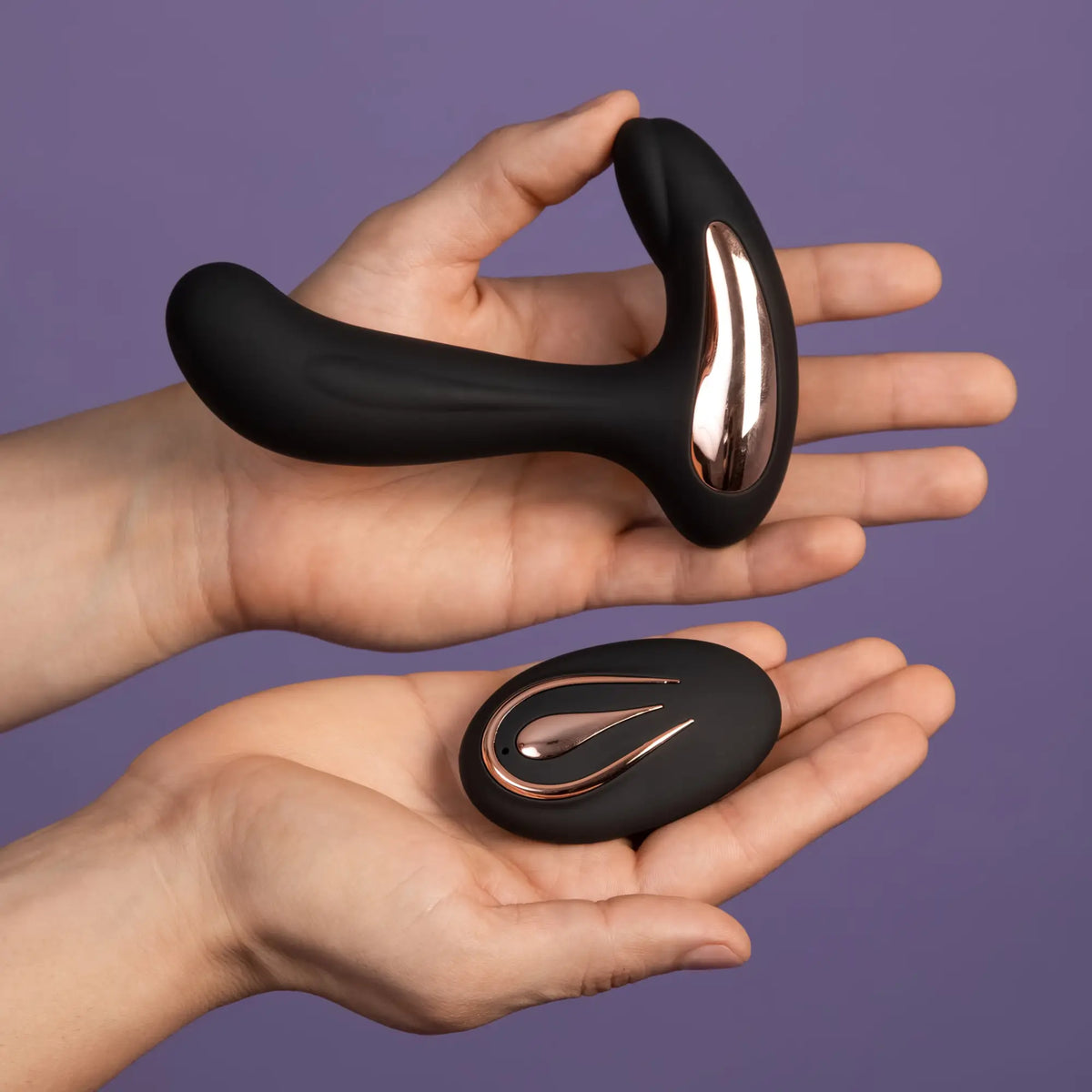 Black and rose gold silicone pleasure device good devil gdm1241 accessory with sleek ergonomic design