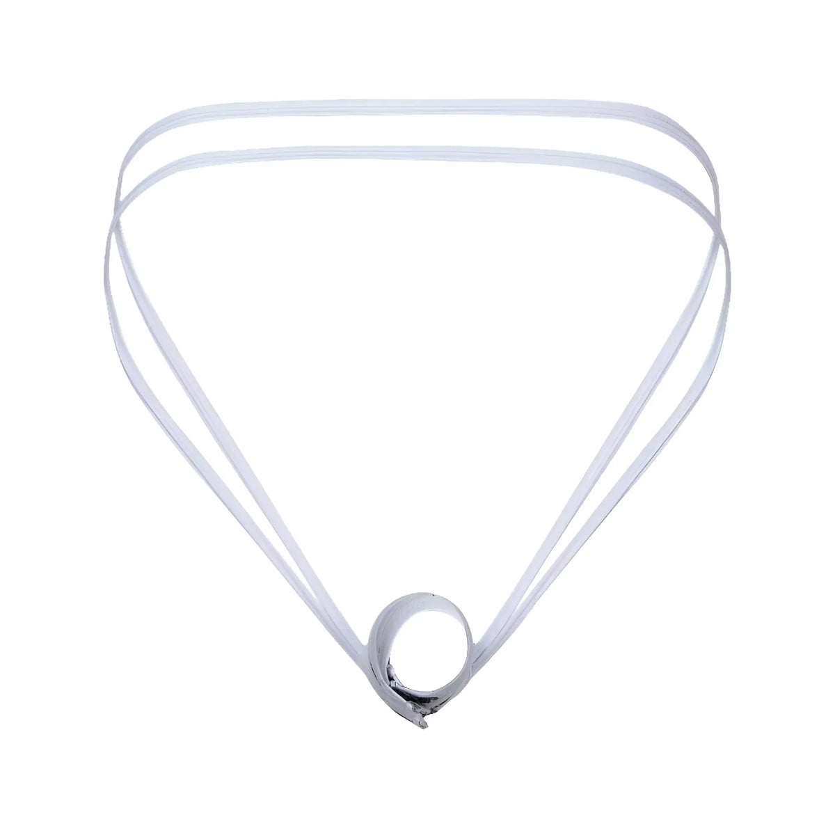 Minimalist white leather choker necklace with a sleek silver-toned circular pendant good devil gdu039 accessory