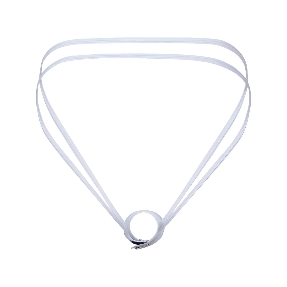 Good Devil GDU039 white double-strand ribbon necklace with simple circular clasp for elegant accessory wear